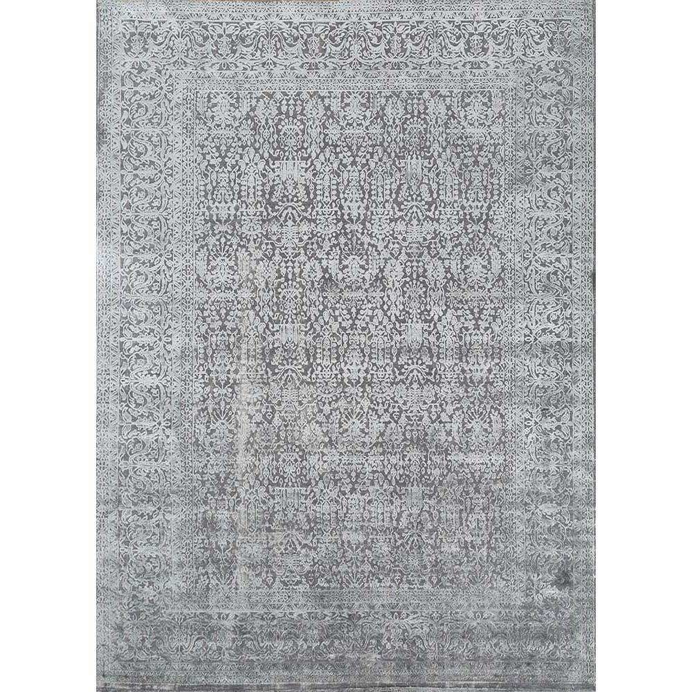 Konstrukt Blue Hand Loom Wool Bamboo Silk Rug Organic Cotton Jute Rug Medallion Rectangle Pattern for Home Hallway HWB-5013